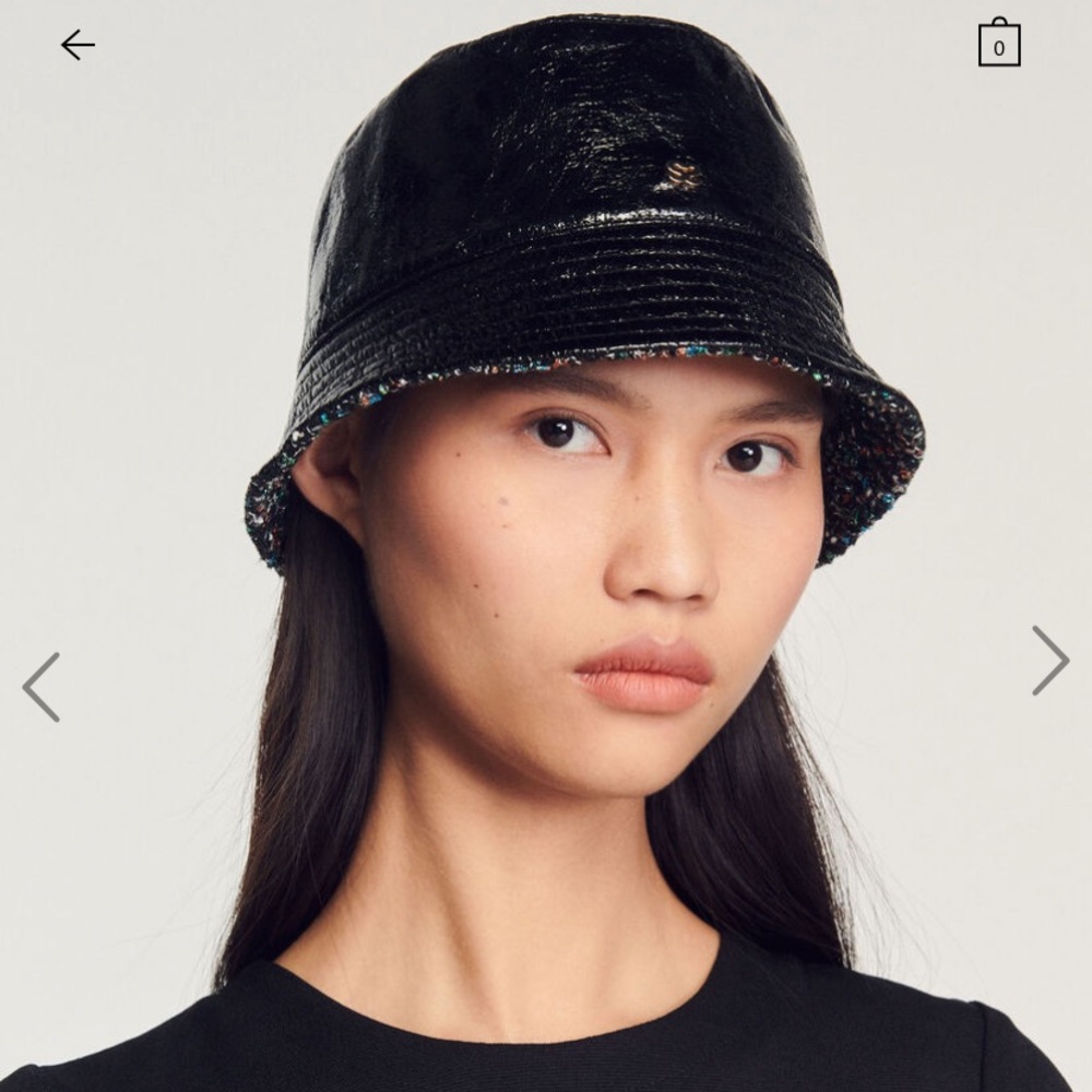 Sandro Reversible tweed and patent hat
